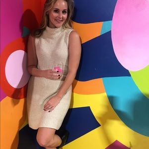 Sleeveless mock neck sweater dress